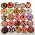 thumbnail image 1 of Mixed 2 Holes Wooden Retro Flower Painting Round Buttons for Sewing Crafting Knitting Crochet Card Making And . 20mm Packs Multicolor, 1 of 6