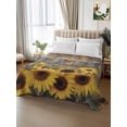 thumbnail image 2 of Sunflower Full Size Flat Sheet, Wrinkleproof & Fadeproof Cooling Flat Bed Sheet Only, Spring Yellow Floral Rustic Butterfly Wood Grain Breathable Soft Bedding Top Sheets 81 x 96 Inches, 2 of 8