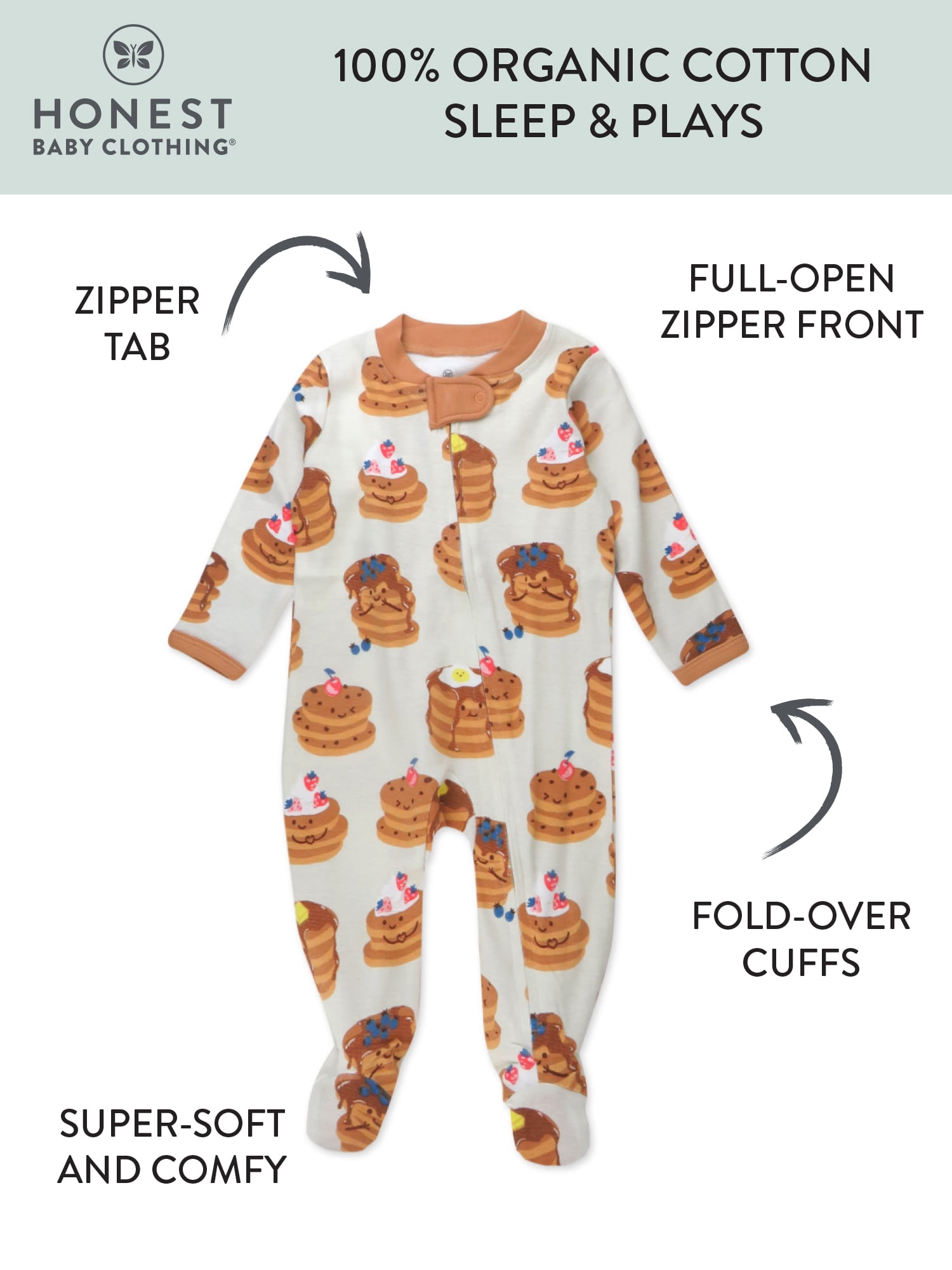 Honest Baby Clothing Organic Cotton Boy or Girl Long Sleeve Sleep N Play, Newborn to 9 Months