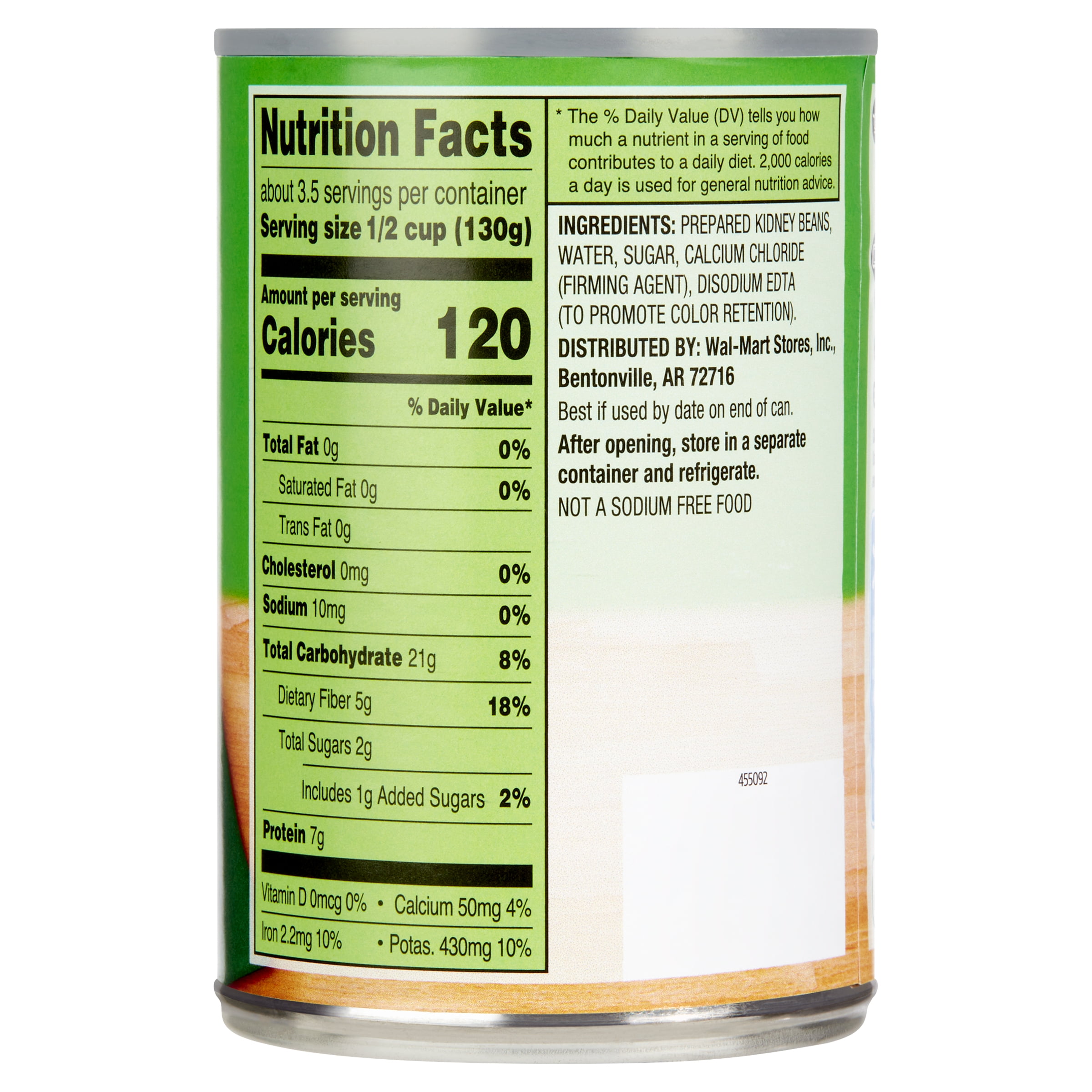 Great Value Dark Red Kidney Beans, No Salt Added, 15.5 oz