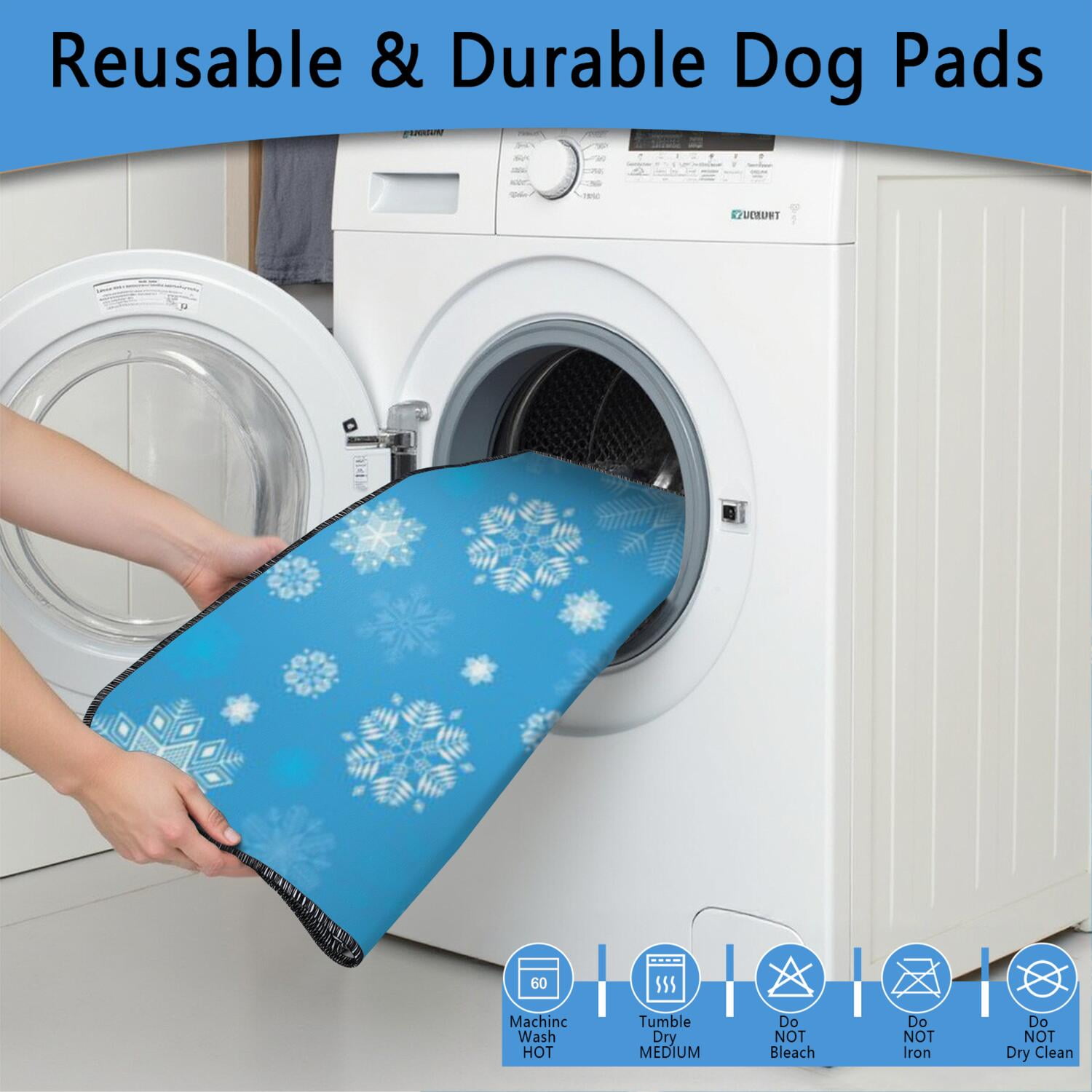 Holiday Themed Reusable Dog Pee Pads 48" x 48", 2-Pack Christmas Washable Puppy Training Mats for Large Whelping and Big Dog Training Uses