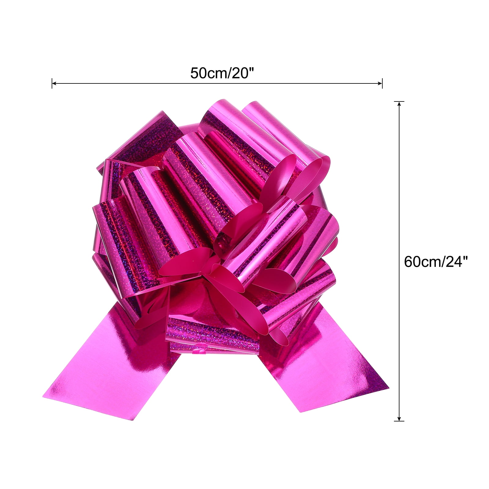 20 Inch Giant Large Pull Bow 1 Pcs Big Glitter Metallic Car Bows Ribbon for Wedding Presents Gift Wrapping Christmas, Rose Red