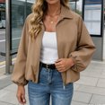 thumbnail image 2 of Jackets for Women Fashion Lapel Long Sleeve Full Zip with Pockets Solid Color Casual Jacket Outerwear Coat, 2 of 8