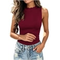 thumbnail image 4 of Cmtiyu Tank Tops for Women, Crew Neck Cinched Waist Sleeveless Ribbed Knit Tops, Casual Daily Slim Fit Blouses, S-2XL, 4 of 8