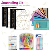 BAZIC Fashion Journaling Kit Set, Include Notebooks, Markers, Highlighters, Gel Pens, Pencil Pouches