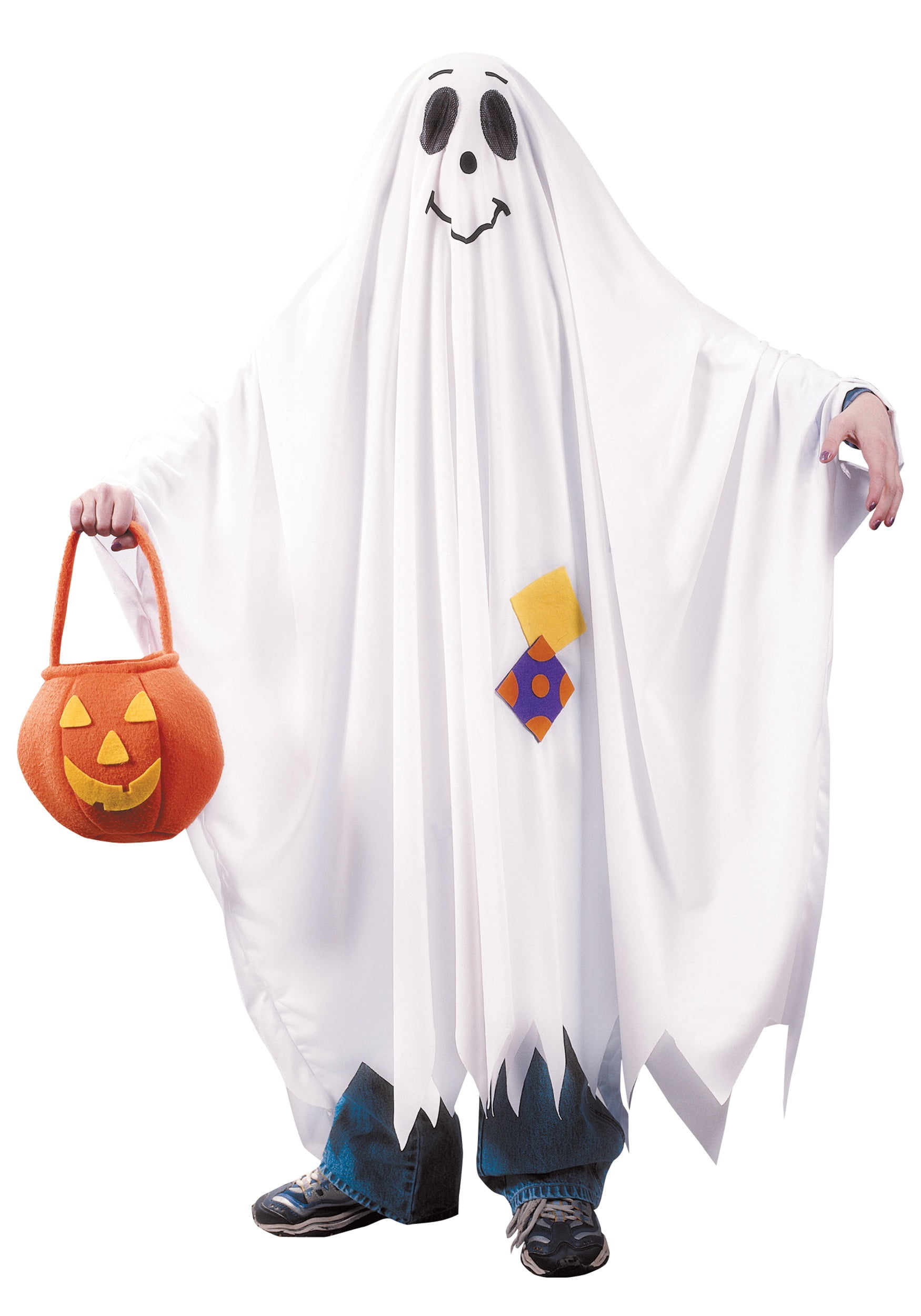 Kids Childs Fancy Dress White Ghost Halloween Costume Robe Mask Boo Scream 