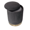 thumbnail image 3 of Gray Velvet Pleated Storage Ottoman with Gold Chrome Base (Set of 2), 3 of 3