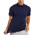 thumbnail image 4 of Zaldita Mens Short Sleeve Basic Tops Mock Turtleneck Casual Pullover T-Shirt Slim Fit Solid Undershirt Blue L, 4 of 7