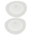 thumbnail image 1 of Unique Bargains 145mm Diameter Silicone Drain Hair Catcher Strainer White 2pcs, 1 of 4