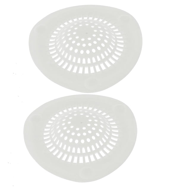 Unique Bargains 145mm Diameter Silicone Drain Hair Catcher Strainer White 2pcs
