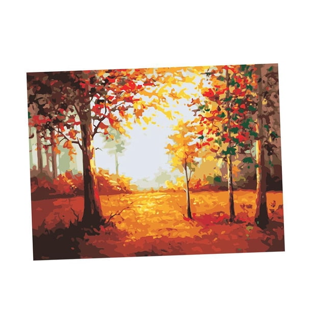 Kits de Pintura Al de Bricolaje Por Números para Adultos, Niños, Pintura Acrílica, , Póster, Decoración de Ilustraciones, Adornos Hojas caídas SM SunniMix Cuadro de pintura al óleo