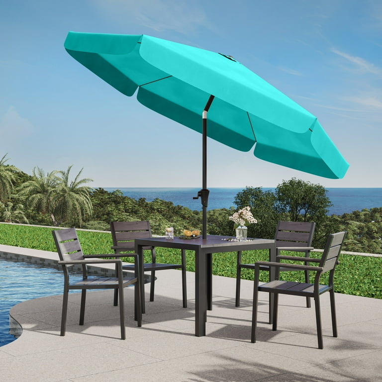 corliving 10 ft tilting patio umbrella 10ft Wind Resistant Warm White Teak Tilting Octagon Umbrella Adjustable Shade Throughout The Day Our 10 ft CorLiving Large 10ft Tilting Patio