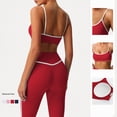 thumbnail image 3 of PISONIC Workout Sets for Women 2 Piece Color Block Sports Bra High Waist Shorts Gym Yoga Pilates Outfits, 3 of 8