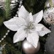 thumbnail image 4 of 30 flores de Pascua navideñas con purpurina, adornos artificiales para árbol de Navidad, 13 cm, color plateado, 4 of 5
