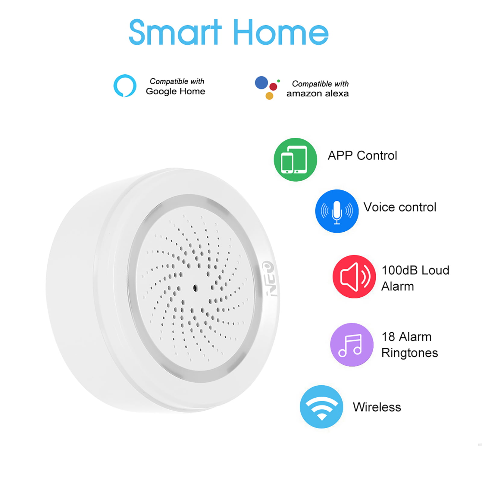 TUYA 3IN1 WiFi Temperature & Humidity Sensor with Siren Alarm for Alexa Google 
