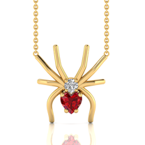Gold Plated Heart-Cut Red Garnet Spider Style Pendant Gift For Halloween || Ali Baba Jewellery