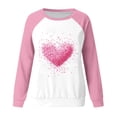 thumbnail image 3 of Cameland Rabais Saint-Valentin Femmes Mignon Rouge Cœur Graphique T-Shirts Raglan Manches Longues Col Rond Chandails en Molleton Ample Décontracté Tops Rose, 3 of 3