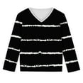 thumbnail image 4 of bbymog Girls' Fashion Stripe Pullover Tops V-Neck Long Sleeve T Shirts Casual Girls Shirts Black B 4 Years, 4 of 8