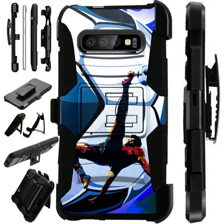 Compatible Samsung Galaxy S10 Lite S10E (2019) Case Armor Hybrid Phone Cover LuxGuard Holster (Soccer Bicycle