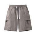 thumbnail image 5 of Npasoilc Cargo Shorts for Men Solid Color Elastic Waist Drawstring Knee Length Short Pants Fitness Training Shorts with Multi-Pocket, 5 of 5