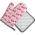 thumbnail image 4 of Y2K Heart Cherry Oven Mitts and Pot Holders Sets Hot Pads Heat Resistant Gloves Oven Mitten for Baking Kitchen Bakeware Cooking BBQ, 4 of 6