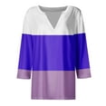 thumbnail image 5 of Blmnix Teacher Shirts Plus Size Color Block Athleisure Women's Tops, Tees & Blouses 3/4 Sleeve V-Neck Tees, 5 of 5