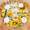 thumbnail image 2 of Waterproof Sunflower Print Round Tablecloth with Elastic Edge, Soft Polyester Fabric for Indoor and Outdoor Use, Fits 44-52 Inch, 2 of 7