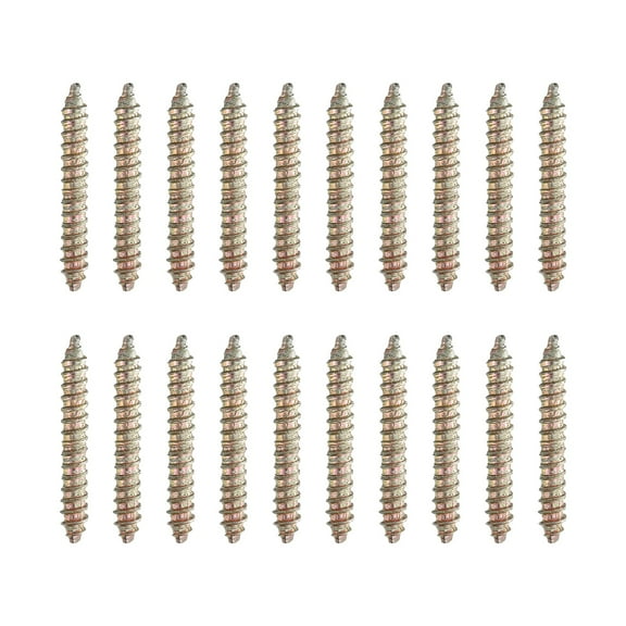 Uxcell 20 Pcs Double Ended Screws, M4 x 30 mm Carbon Steel Hanger Bolts, Self-Tapping Wood Dowel Screws for Wood Joint Furniture, Color Zinc