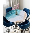 thumbnail image 5 of nqOlkjepod Blue Ocean Round Tablecloth, Fitted Table Cover with Elastic for 36"-44" Round Tables, Summer Ombre Beach Waves Coastal Table Cloth Outdoor Indoor Dinning Party Waterproof Tablecloths, 5 of 6