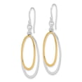 thumbnail image 4 of Diamond2Deal 925 Sterling Silver Rhodium-plated and Gold-tone Double Oval Dangle Earrings for Women (L- 1.34 inch, W- 0.71 inch), 4 of 6