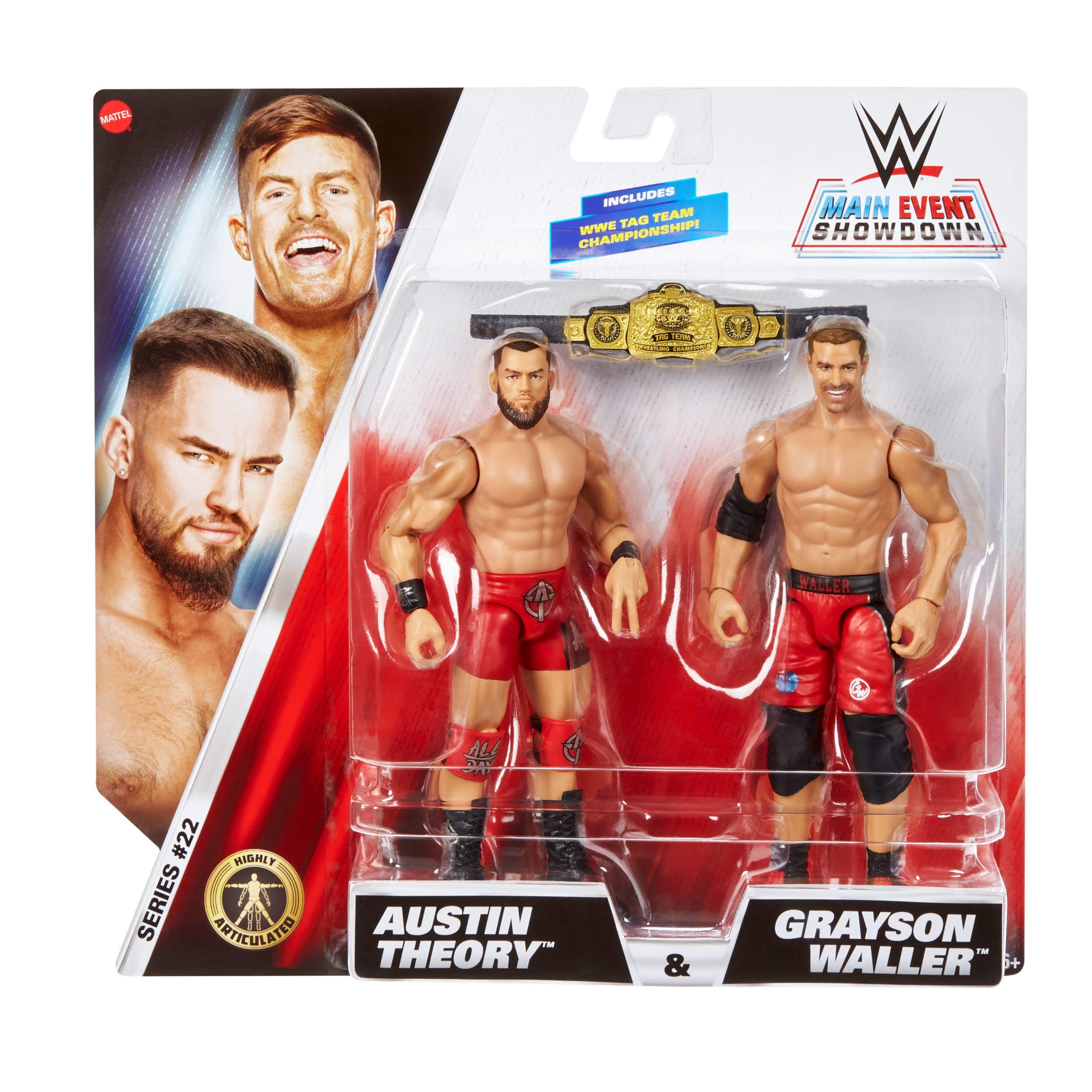 WWE Main Event Showdown Austin Theory & Grayson Waller Action Figures Set, Series #22, 6-inch