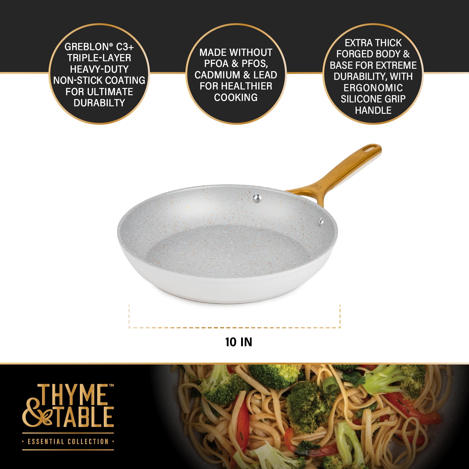 Thyme & Table 10" Non-Stick Supreme Fry Pan - Cream