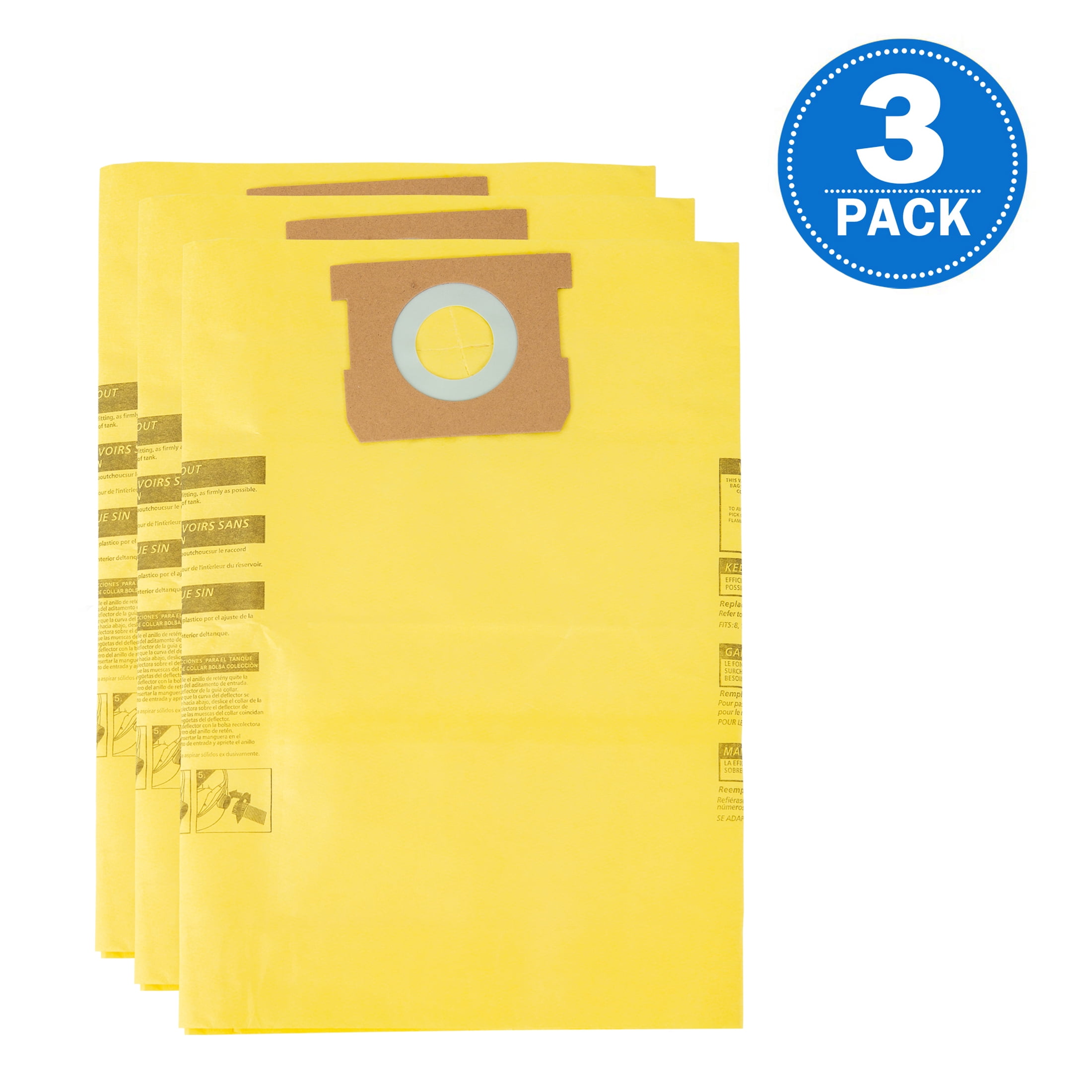 HART 6 to 16 Gallon High Efficiency Dust Bag, 3-Pack, VHBM 3701, Wet/Dry Vacuum Cleaners