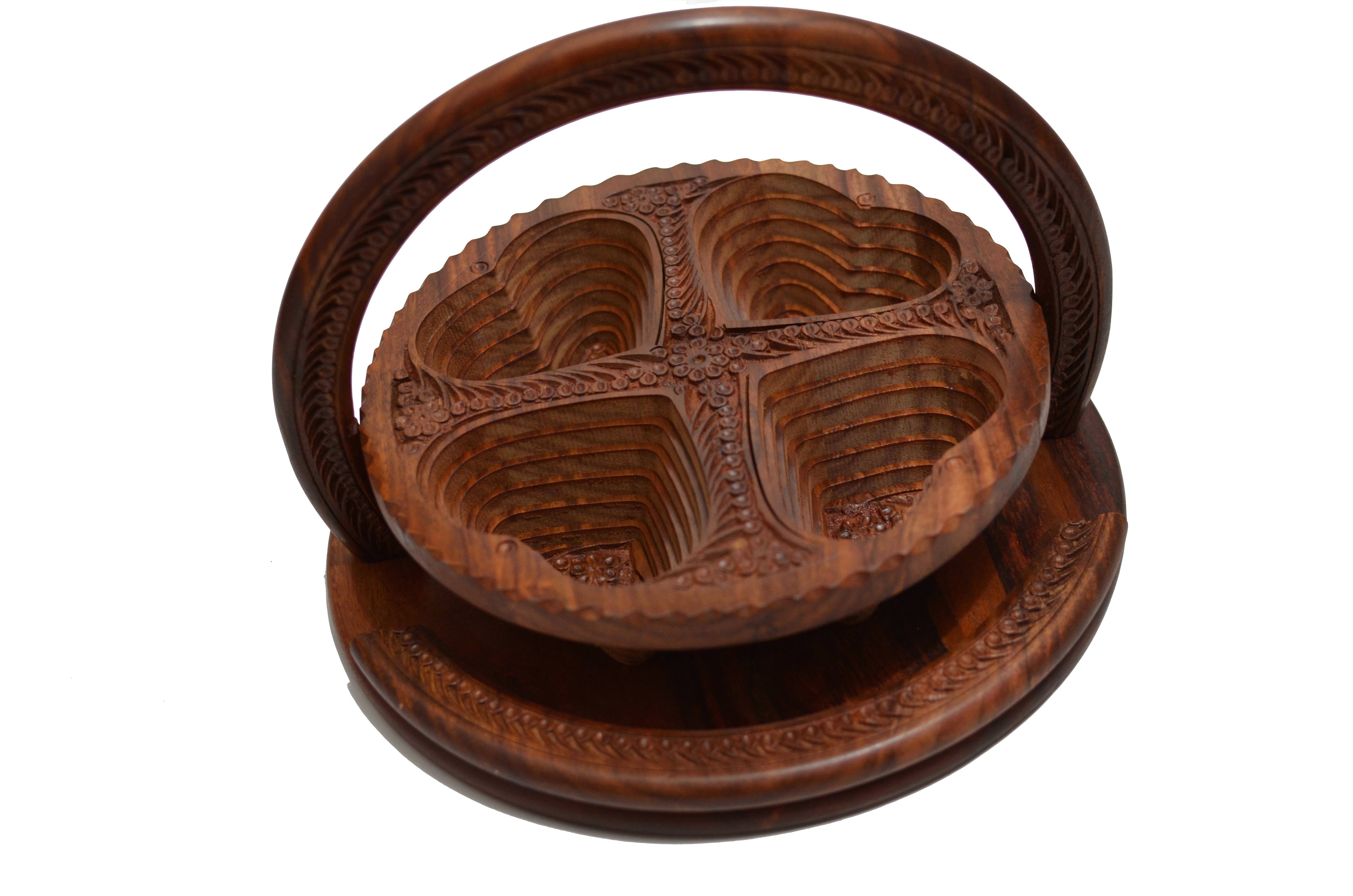 Special DAY Wedding LOVE Gift Wooden Collapsible Fruit Basket 12x12x12 Elegant Wooden Foldable Fruit Basket Circular Hand Crafted Valentine Day Gift