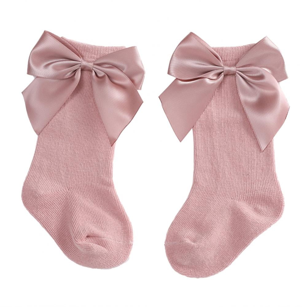 Baby Girls Knee High Socks 2 Pack Bow Long Stockings Infants Toddlers