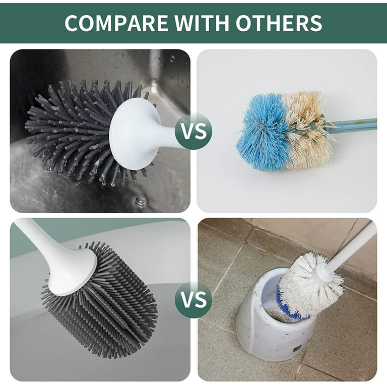Silicone Toilet Brush with Toilet Brush Holder Wall-Mounted