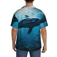 thumbnail image 3 of Yiaed Ocean Dolphin Fish School Print Mens Casual Wrinkle Free Shirts Short Sleeve Button Down Summer Stretch Dress Shirt-X-Large, 3 of 5