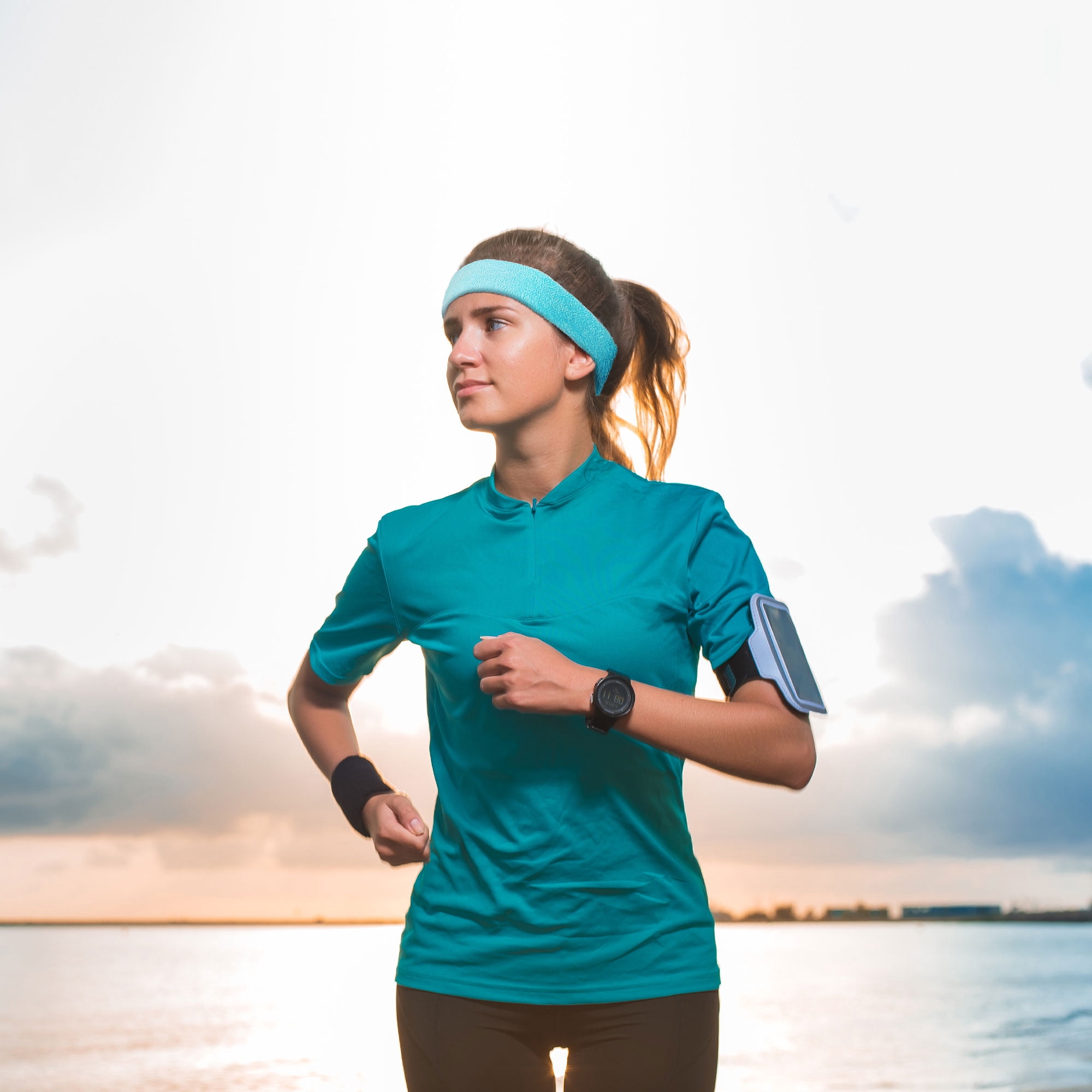 Unique Bargains 2 Pcs Sky Blue Sweatbands Sports Headband Mens Sweatband