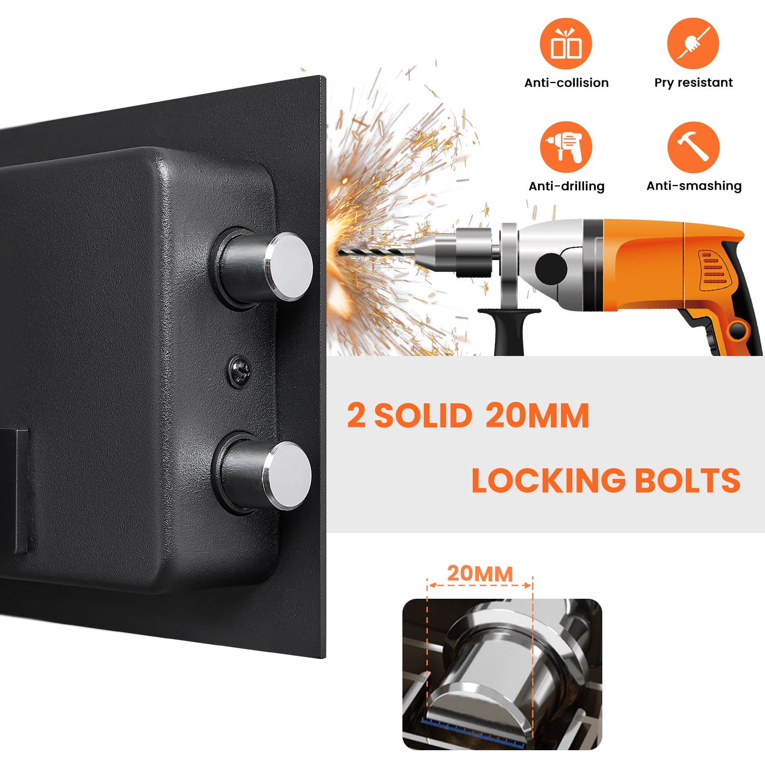 Omethey 0.5 Cub Small Safe Box, Money Safe with Backlit Digital Keypad and Mute Function, Home Safe with LED Light, Security Safe for Home, Office and Hotel