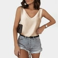 thumbnail image 4 of Mlzmgr Womens Tops Camis Satin Sleeveless V Neck Loose Soft Comfy Summer Casual Solid Color Tank Tops, 4 of 8