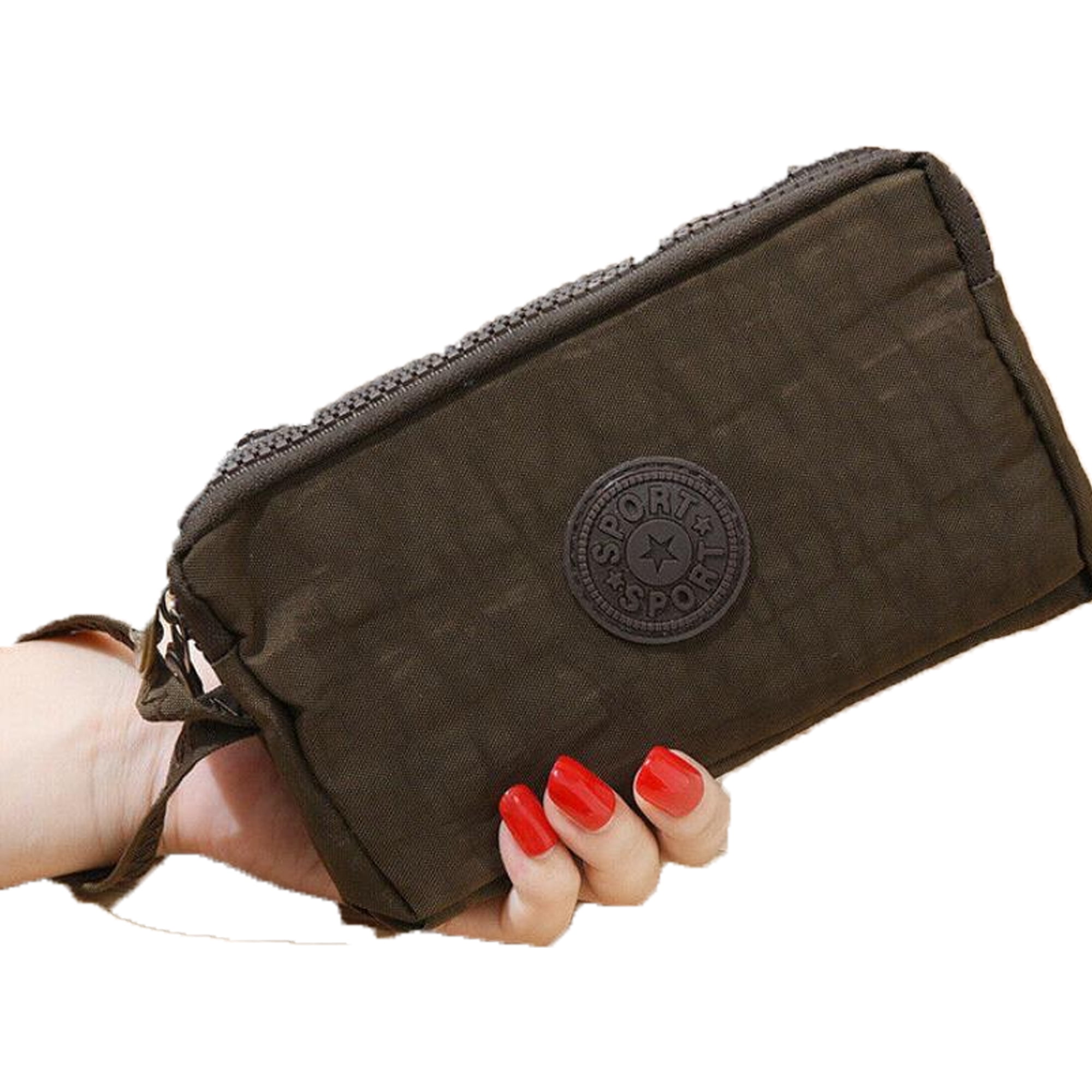 W_WE Elimination Canvas Coin Purse Pouch Zipper Wristlet Wallet,Cellphone,Make Up Bag,Handle Key Holder