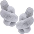 thumbnail image 2 of Pantoufles pour Femmes Douces et Moelleuses, Ouvertes, en Mousse à Mémoire de Forme, à Enfiler, Intérieur Extérieur, 2 of 6