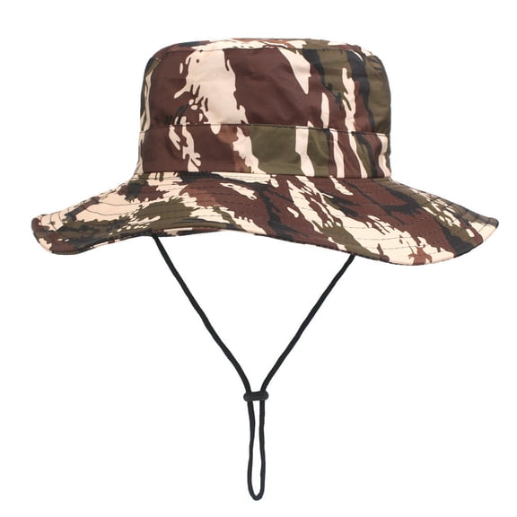 Fishing Hat for Women Men Fashion Summer Outdoor Sun Hat Bucket Mesh Boonie Hat Drying Fishing Cap Hiking Hat Camouflage Large Eave Hat Sun Protection Sunshade Hat