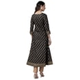 thumbnail image 2 of Yash Gallery Women's Cotton Gold Print Anarkali Kurta (Black), 2 of 5
