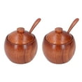 thumbnail image 1 of Salt Box Spice Jar, Wood Salt Cellar Box Minimalist Style Scoop Seasonings 2 Sets Matching Lid Spoon  for Dining Table, 1 of 8