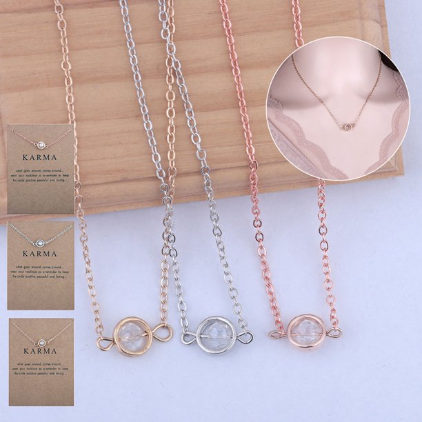 XWSHYW Collares Colgantes Collar de Tarjeta de Cadena de Clavícula de Cristal, Joyería Personalizada, Regalo, Collar de Vacaciones