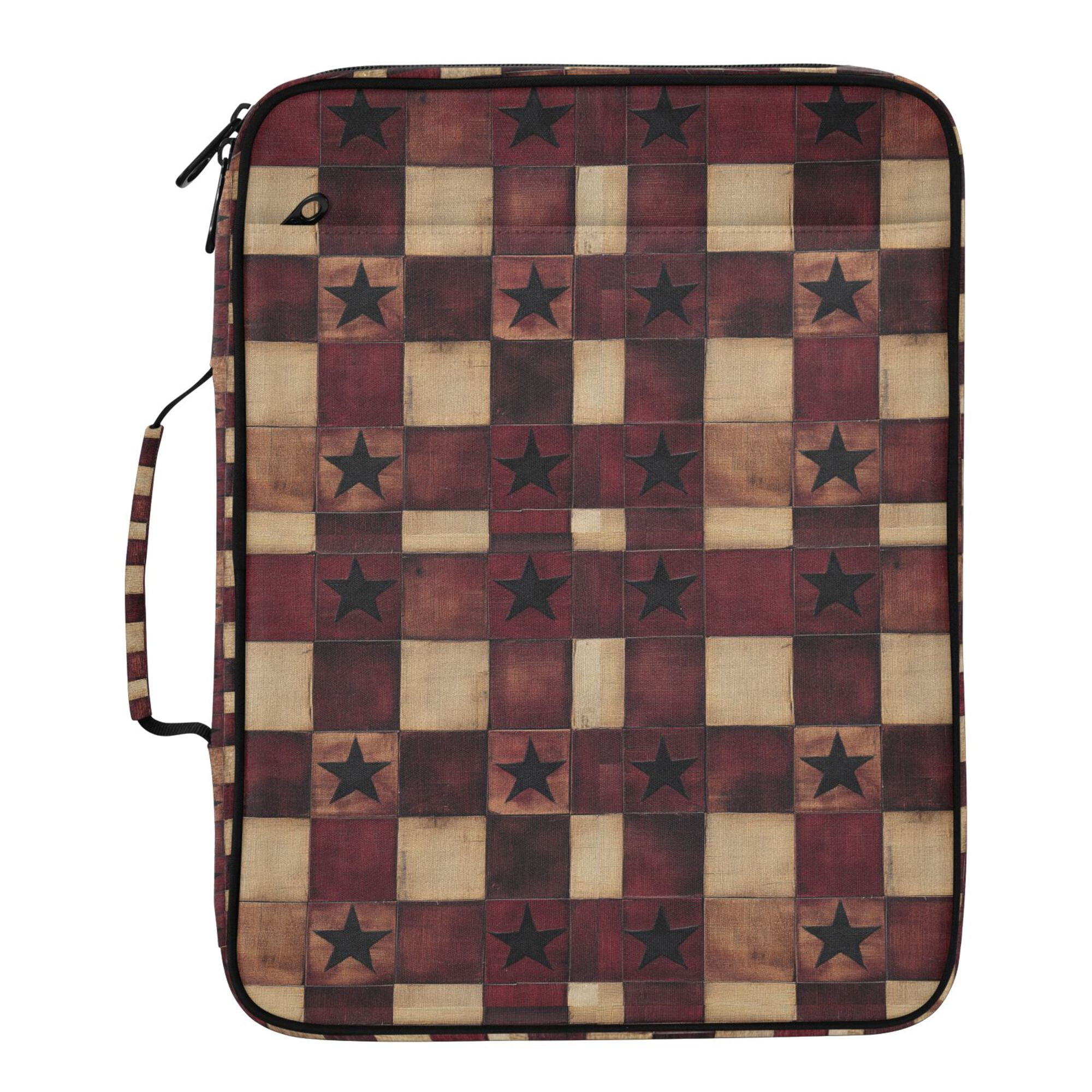FORMRS Accordion File Folder A4 Size 7-Pocket Expanding Document Organizer Bag with 3 Ring Binder, Star Spangled Squares