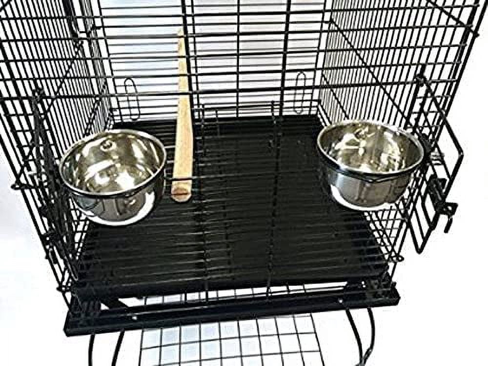 64" Large Rolling Dome Bird Parrot Cage Open Top Perch Quaker With Detachable Stand