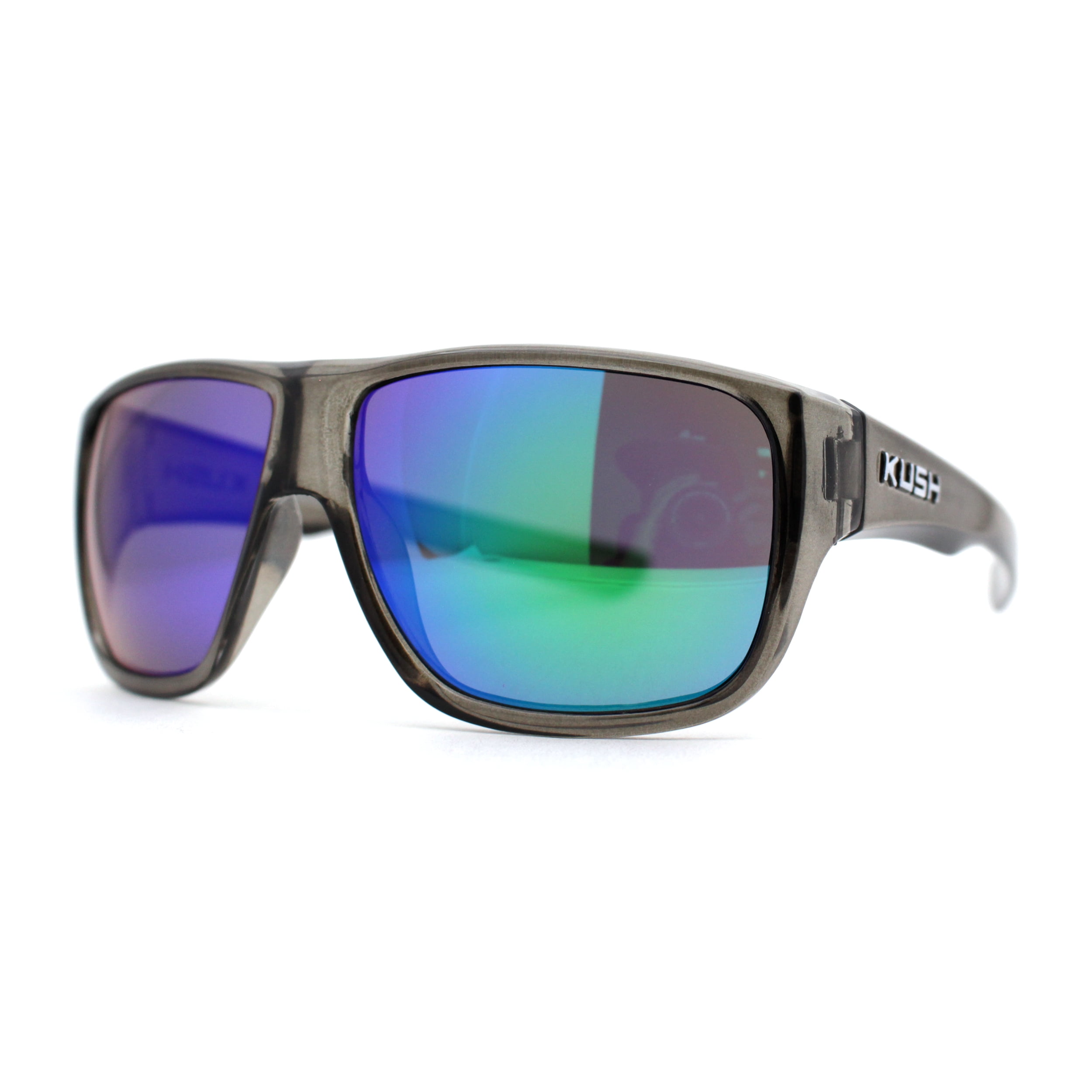 Kush Color Mirror Oversize Rectangular Sport Sunglasses Slate Teal