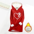 thumbnail image 2 of Kvture Women Sherpa Fleece Pullover Hoodie Cute Print Sweatshirts Winter Warm Hooded Tops Fashion Loungewear Red Hoodie, 2 of 5